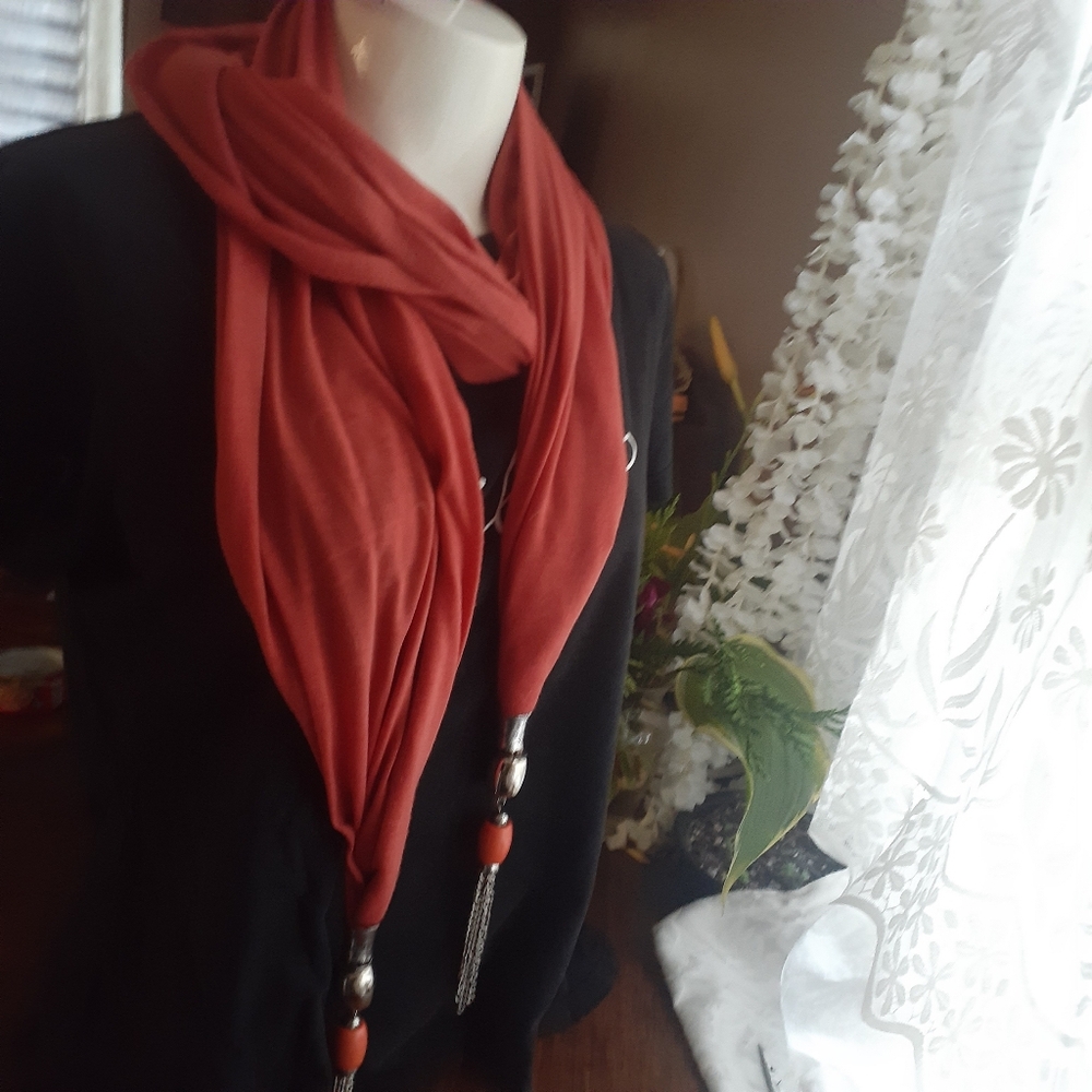 Jeweled Autumn Beaded Necklace Scarf Great for fall